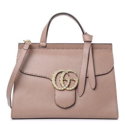Gucci Calfskin Small Pearly GG Marmont Top Handle Bag Porcelain Rose 1 of 11