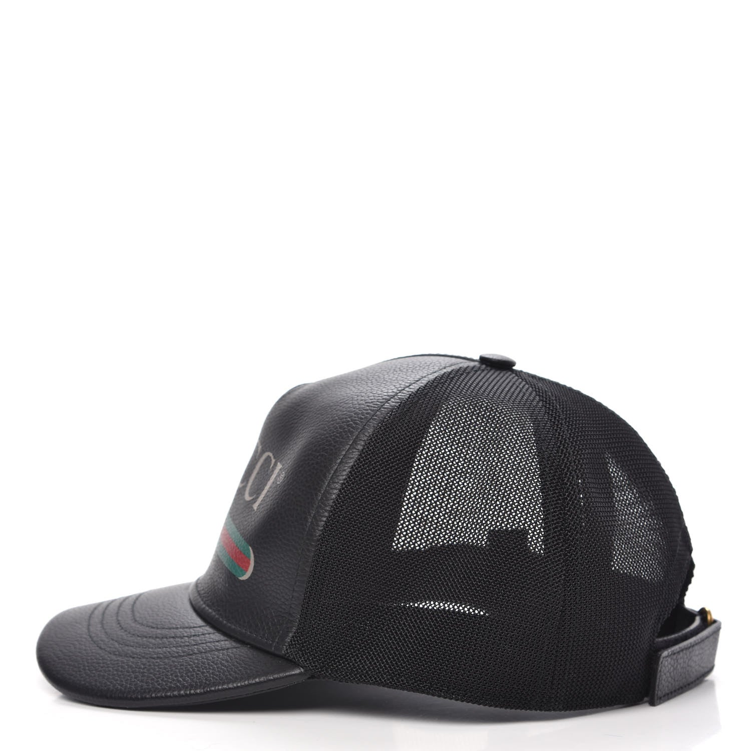 Gucci Grained Calfskin Logo Baseball Hat M 58 Black 3 of 7