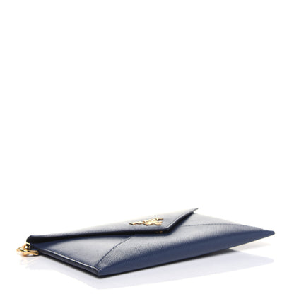 Prada Saffiano City Calf Clutch With Chain Bluette 4 of 15