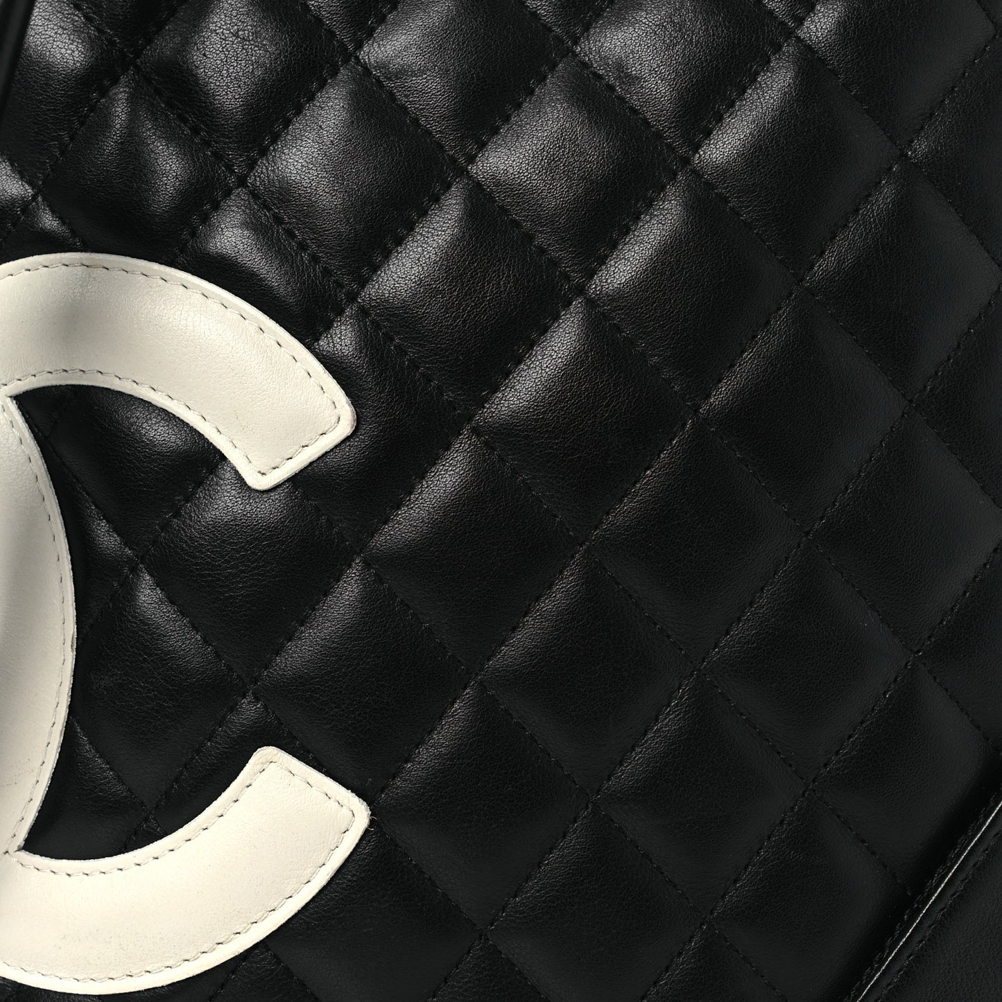 Calfskin Quilted Medium Cambon Messenger Black White