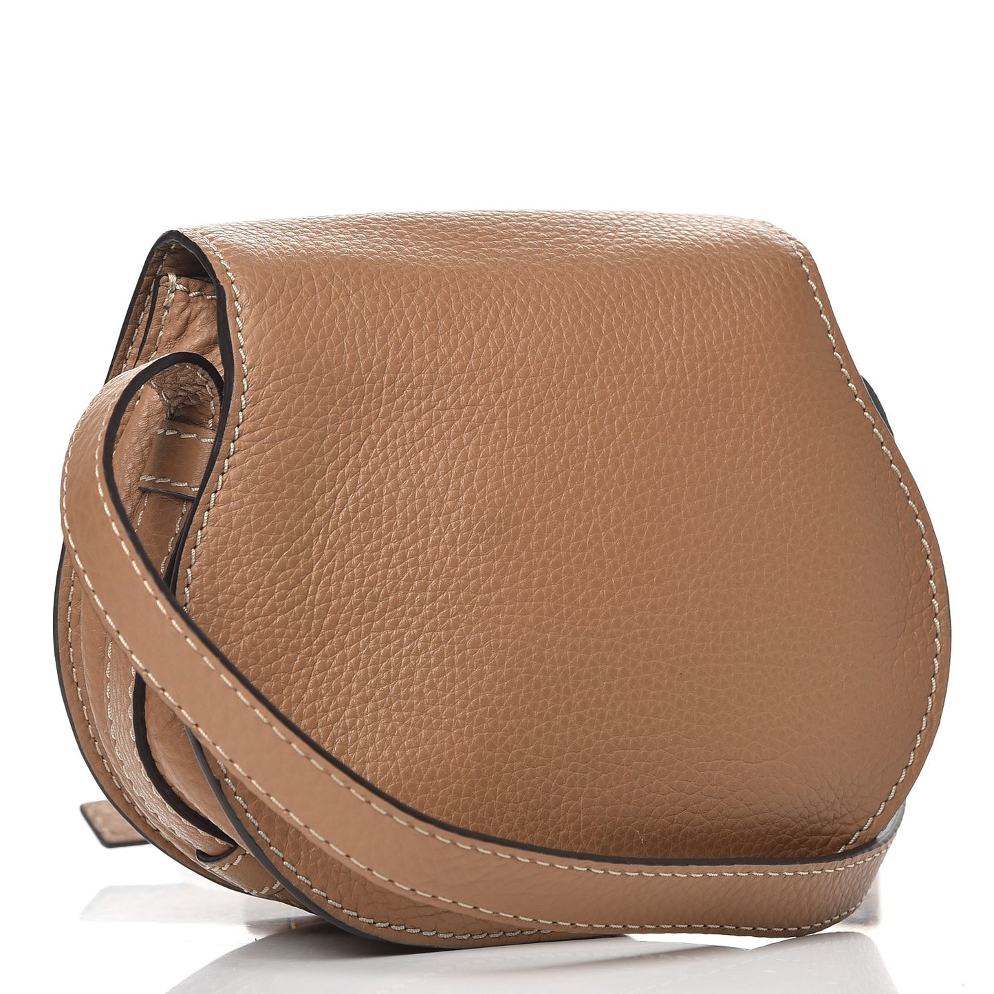Calfskin Mini Marcie Round Crossbody Bag Nut