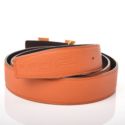 Hermes Togo Box 32mm H Belt 95 Orange Chocolate 6 of 7