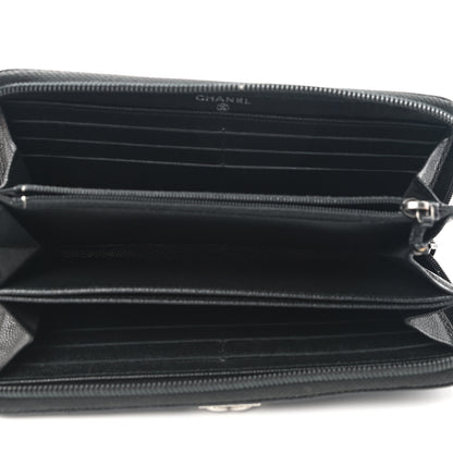 Chanel Caviar Quilted Boy Long Zip Around Wallet Black 5 of 9