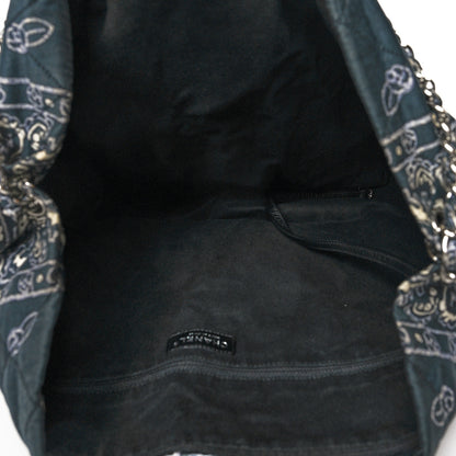 Chanel Cotton Quilted XXL Bandana Shopping Tote Blue 4 of 11