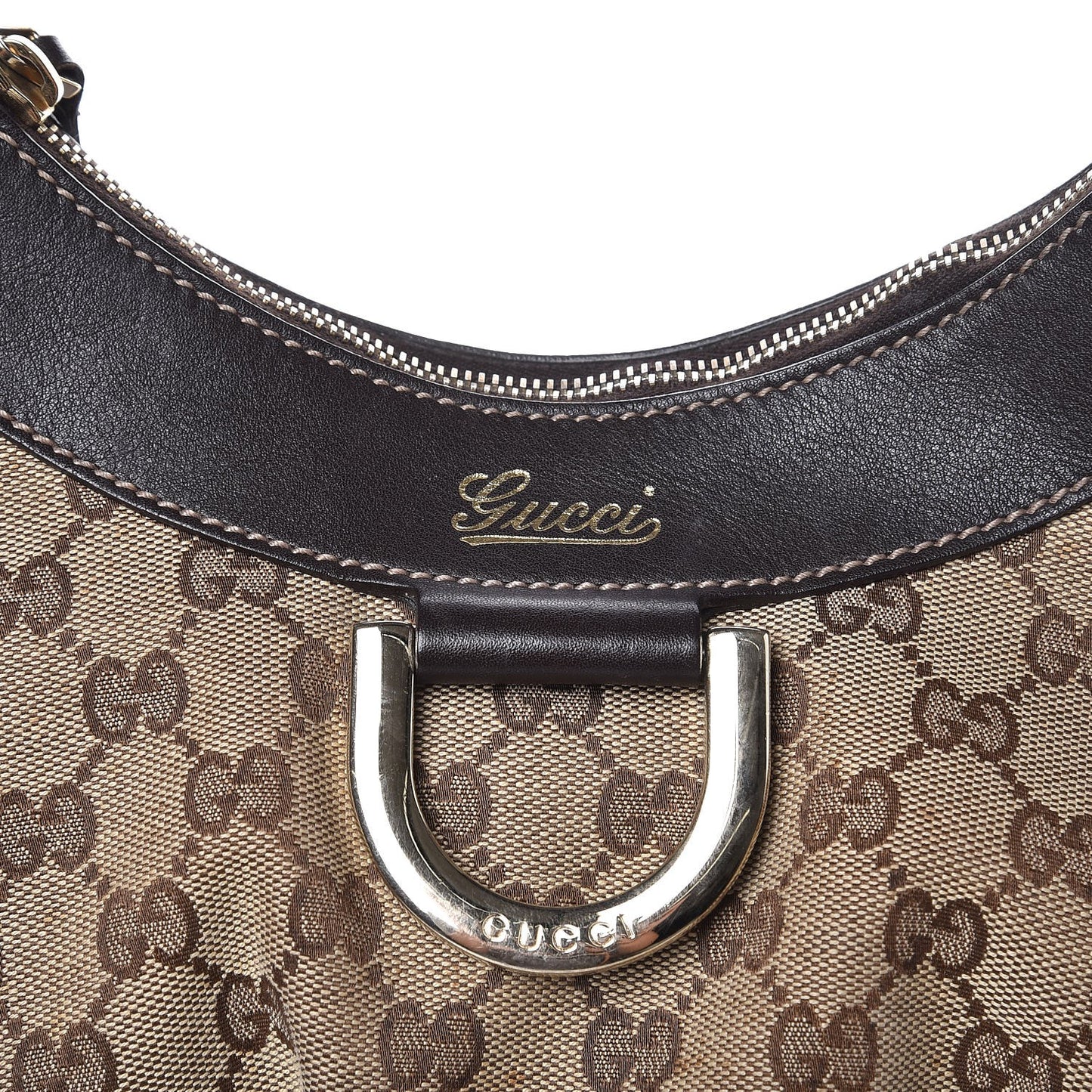 Monogram Medium D Gold Hobo Dark Brown
