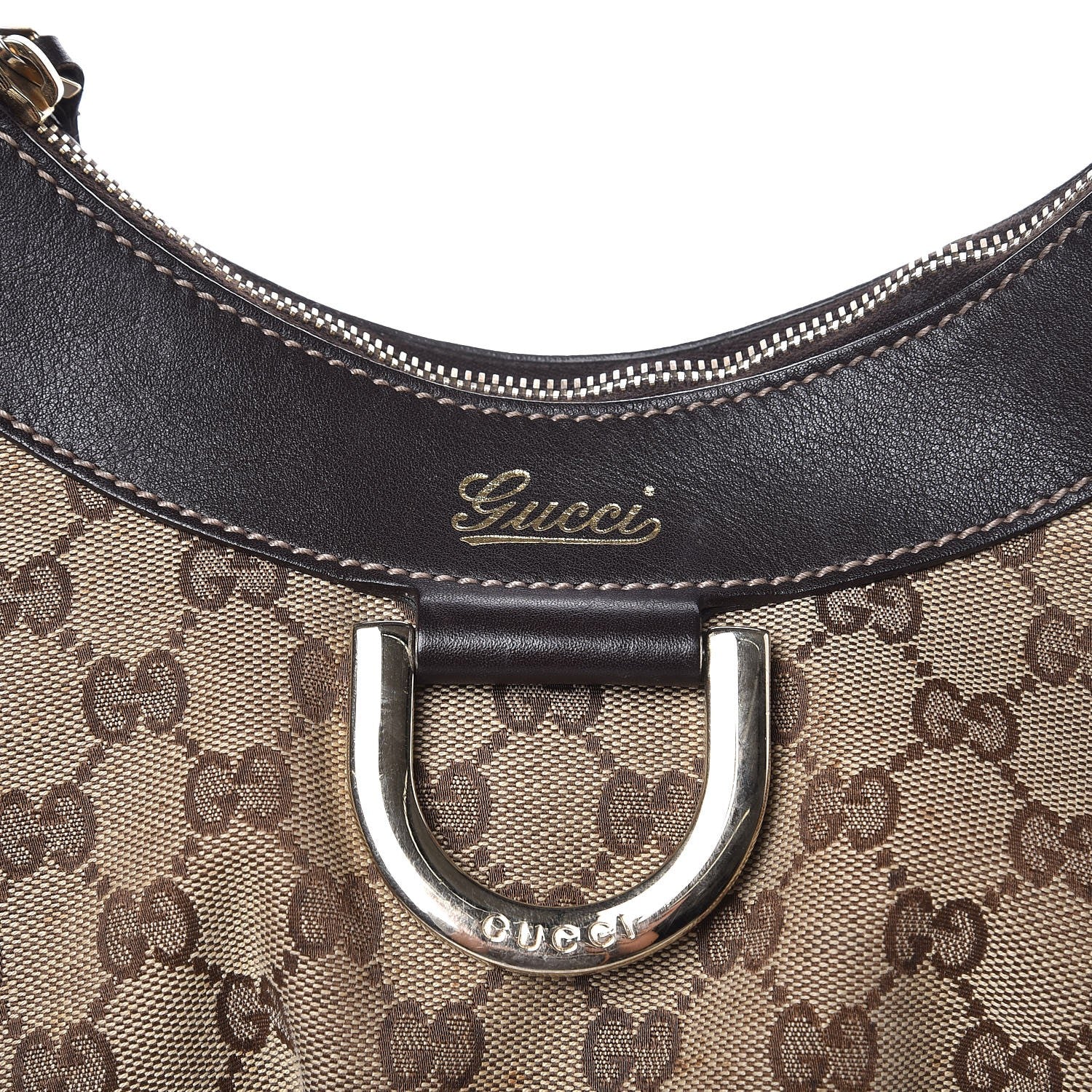Gucci Monogram Medium D Gold Hobo Dark Brown 13 of 13