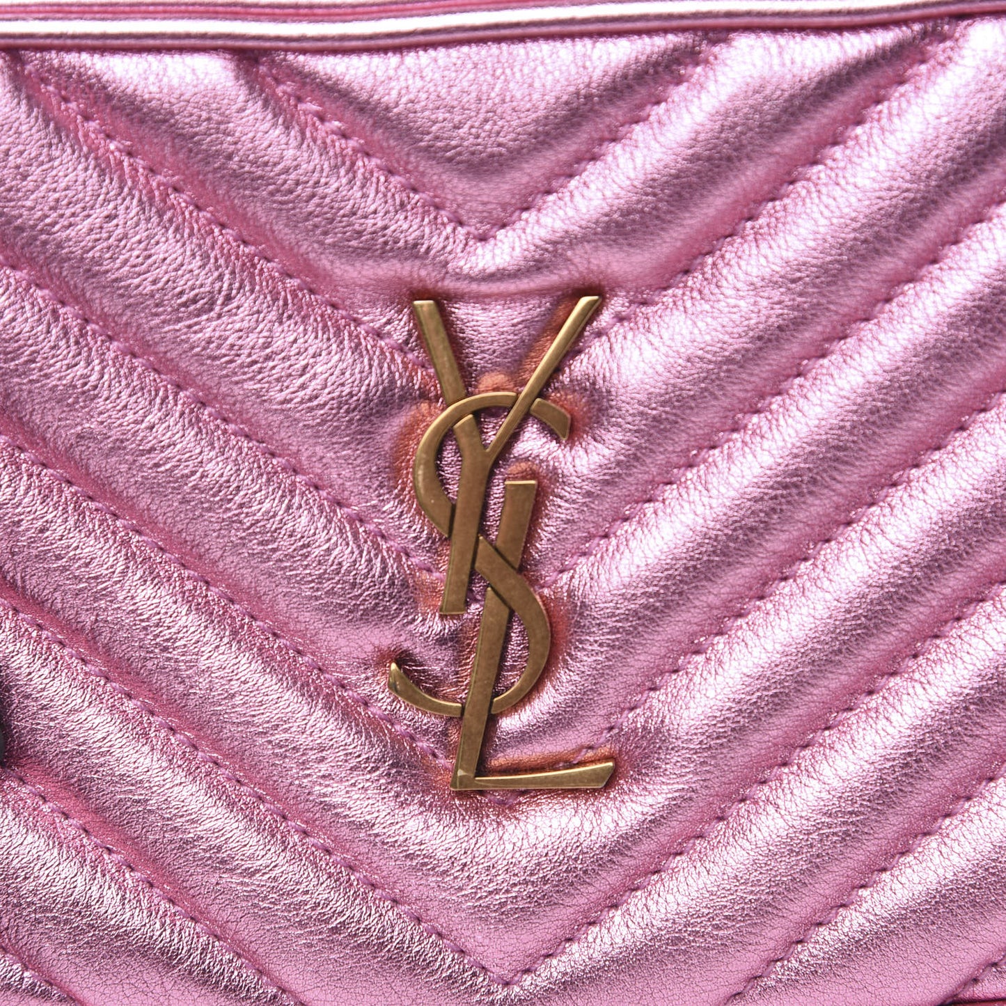 Metallic Calfskin Matelasse Monogram Lou Belt Bag Vegas Pink