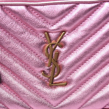 Saint Laurent Metallic Calfskin Matelasse Monogram Lou Belt Bag Vegas Pink 8 of 8