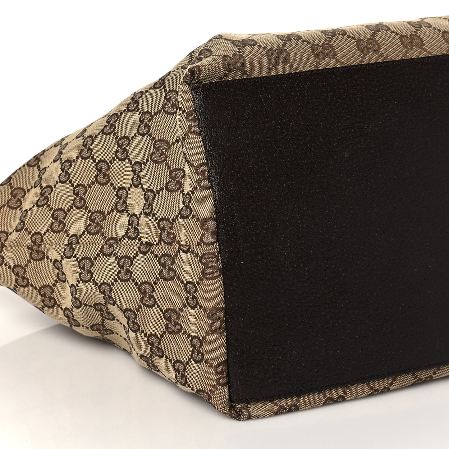 GG Monogram Medium Web Handle Bucket Tote Dark Brown