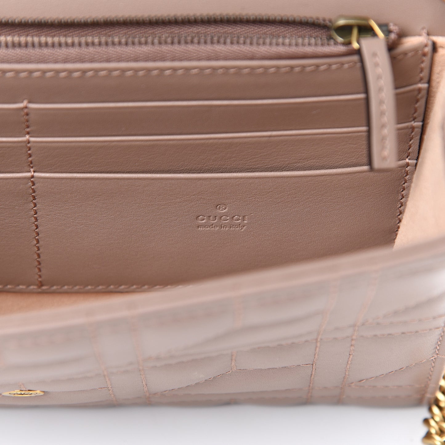Calfskin Matelasse Mini Pearly GG Marmont Chain Wallet Porcelain Rose