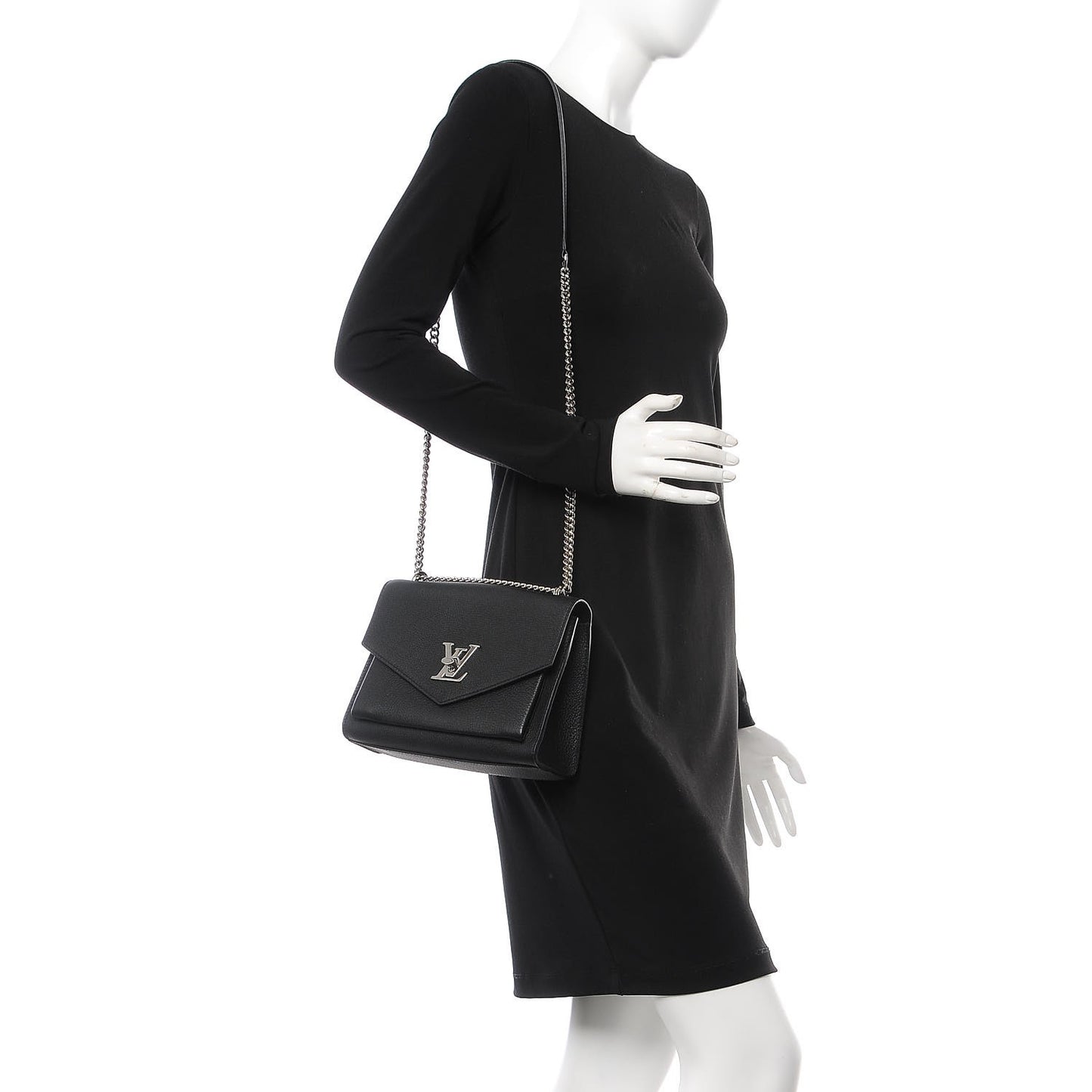 Soft Calfskin My Lockme Chain Bag BB Black