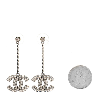 Chanel Baguette Crystal CC Drop Earrings Silver 2 of 4