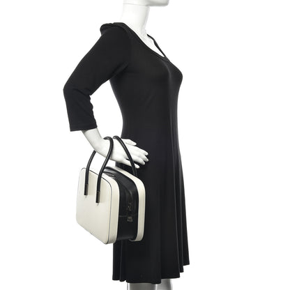 Tom Ford Calfskin Top Handle Bag White Black 2 of 13