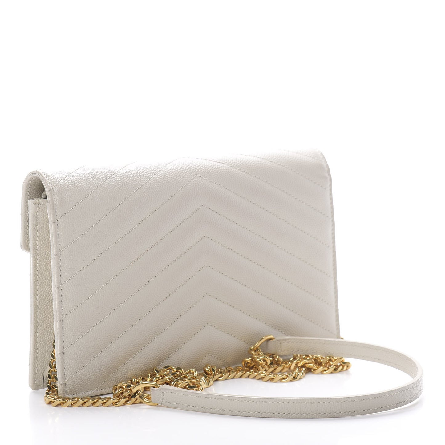 Grain De Poudre Matelasse Chevron Monogram Envelope Chain Crema Soft