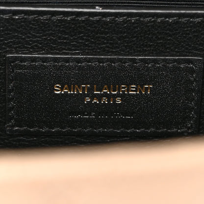 Saint Laurent Grain De Poudre Textured Mixed Matelasse Medium Triquilt Monogram Satchel Dark Beige 6 of 14