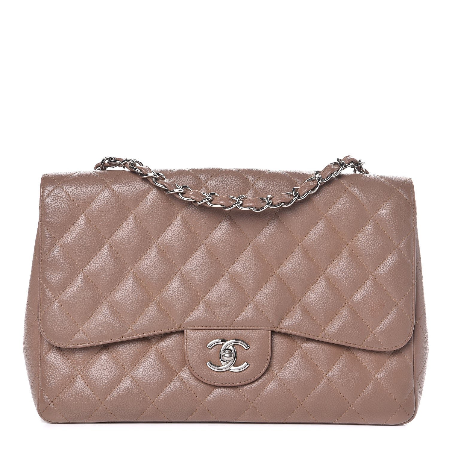 Chanel Caviar Quilted Jumbo Single Flap Dark Beige 1 of 7