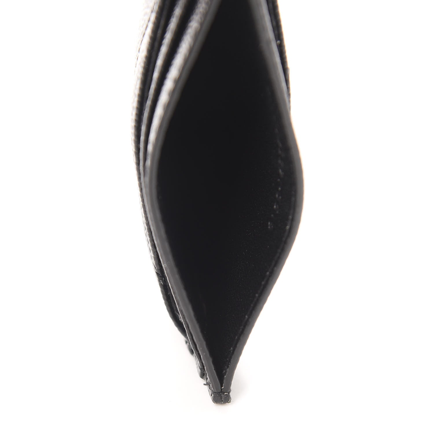 Saint Laurent Grain De Poudre Matelasse Chevron Monogram Credit Card Case Black 5 of 8
