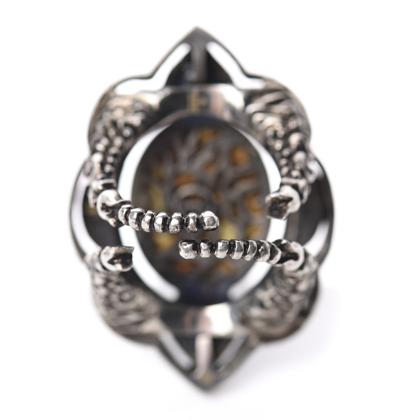 Metal Crystal Velvet Resin Ring 6 Aged Silver Multicolor