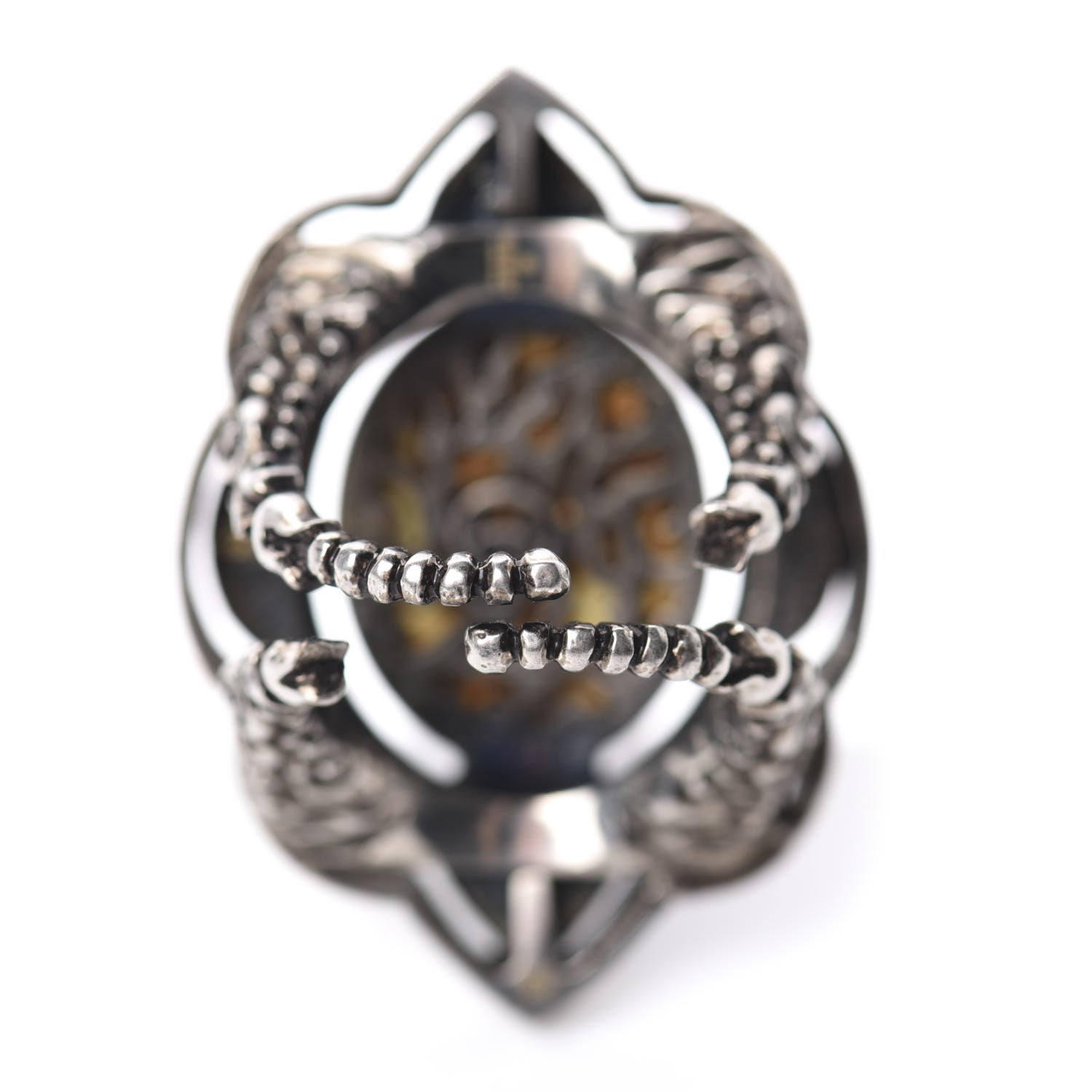 Gucci Metal Crystal Velvet Resin Ring 6 Aged Silver Multicolor 3 of 5