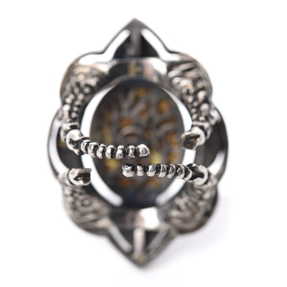 Gucci Metal Crystal Velvet Resin Ring 6 Aged Silver Multicolor 3 of 5