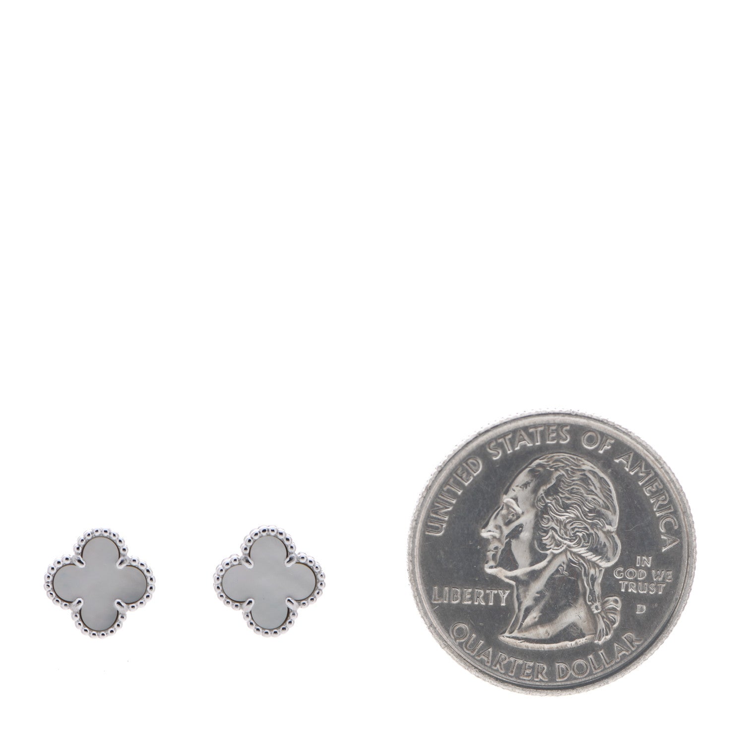 Van Cleef & Arpels 18K White Gold Mother of Pearl Sweet Alhambra Earrings 2 of 6