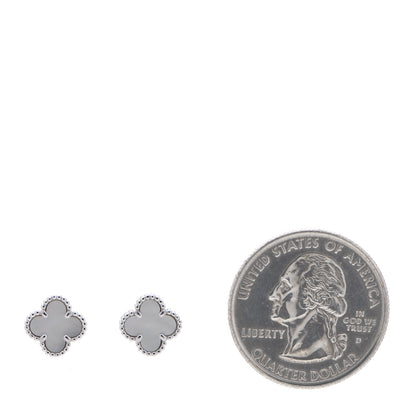 Van Cleef & Arpels 18K White Gold Mother of Pearl Sweet Alhambra Earrings 2 of 6