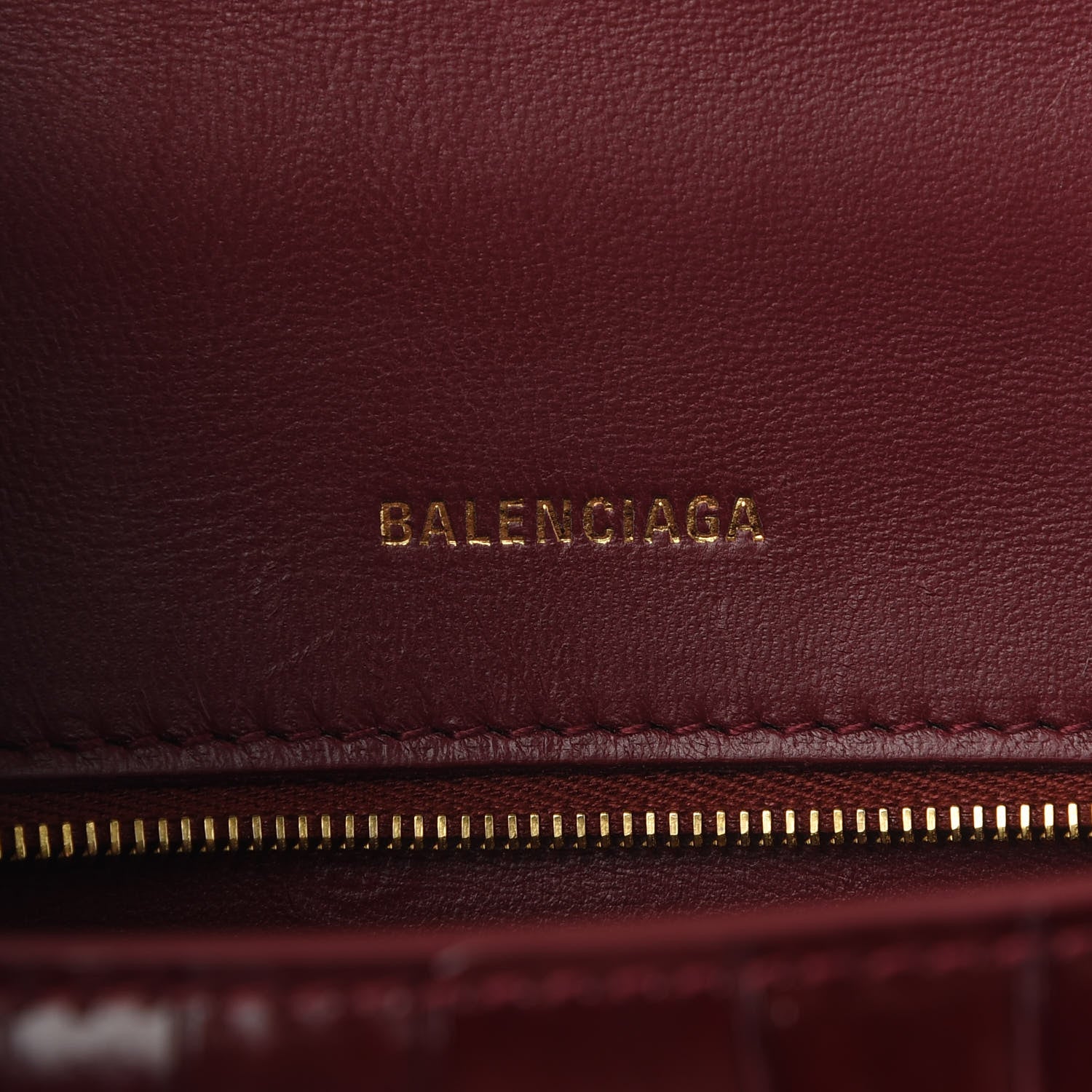 Balenciaga Shiny Calfskin Crocodile Embossed Small Hourglass Top Handle Bag Dark Red 5 of 8