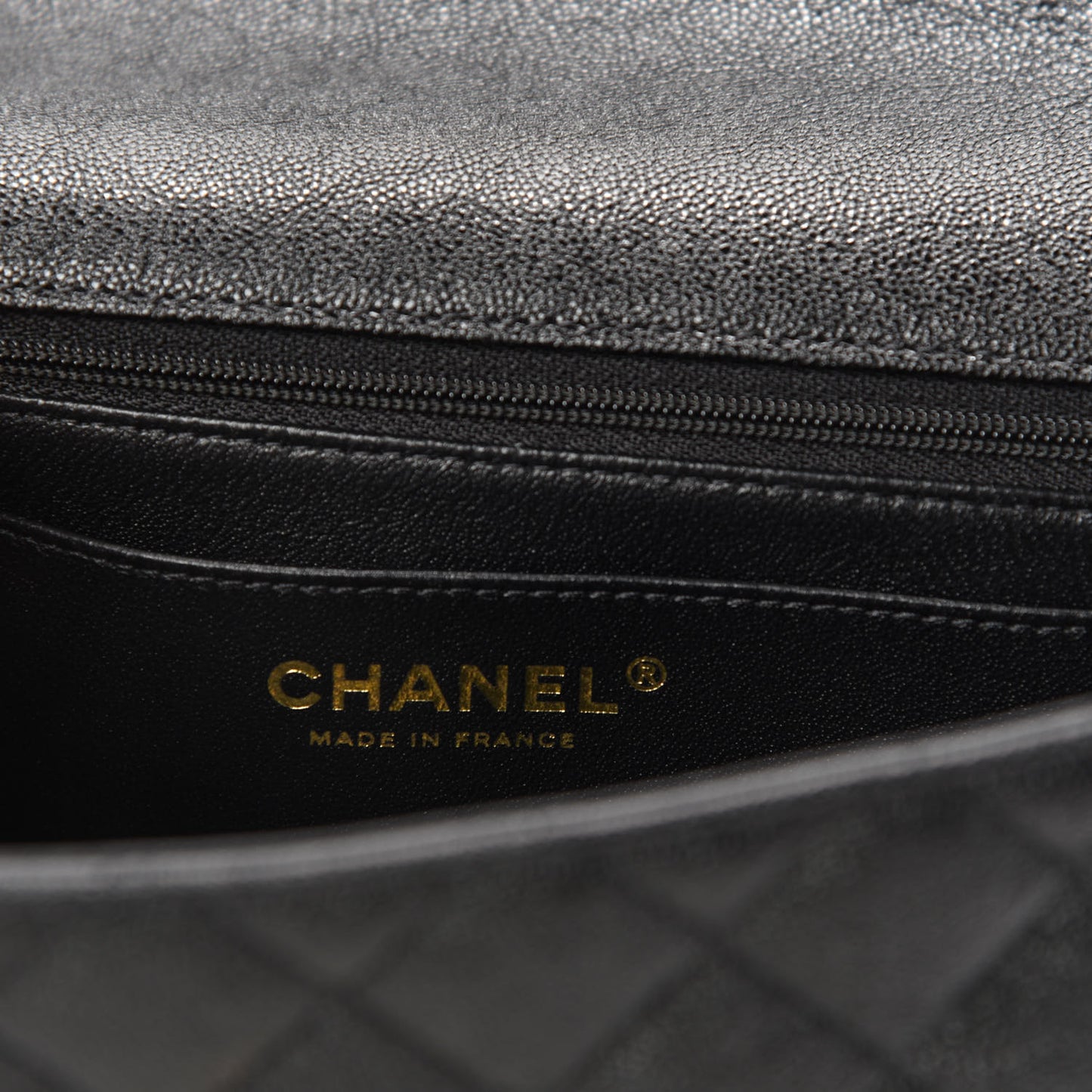 Caviar Quilted Mini Top Handle Rectangular Flap Black