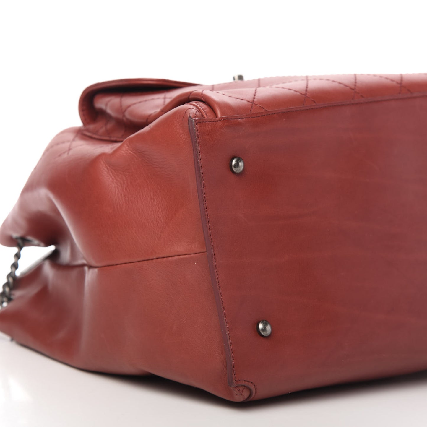 Calfskin Stitched Large Urban Luxury Drawstring Backpack Dark Red