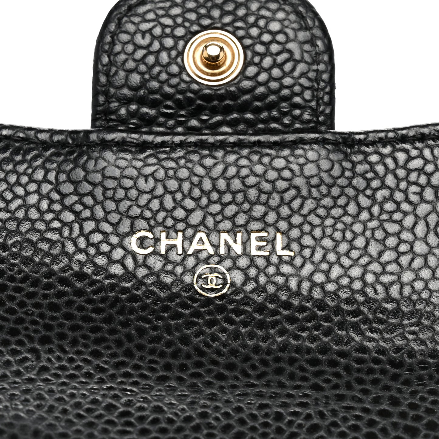 Caviar Quilted Flap Card Holder Wallet Black