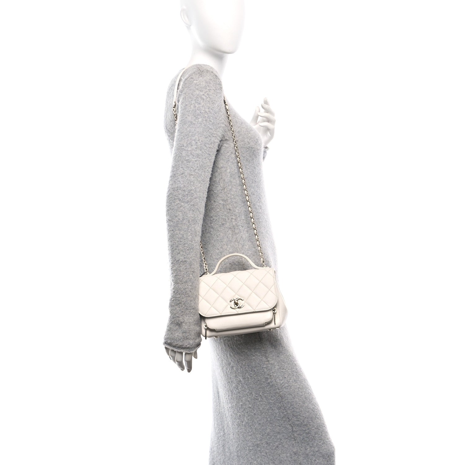 Chanel Caviar Quilted Small Business Affinity Flap White 2 of 10