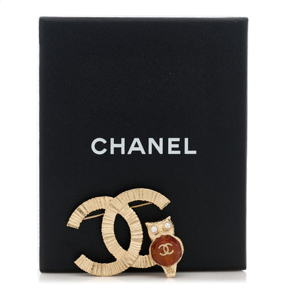 Chanel CC Owl Brooch Gold 5 of 5