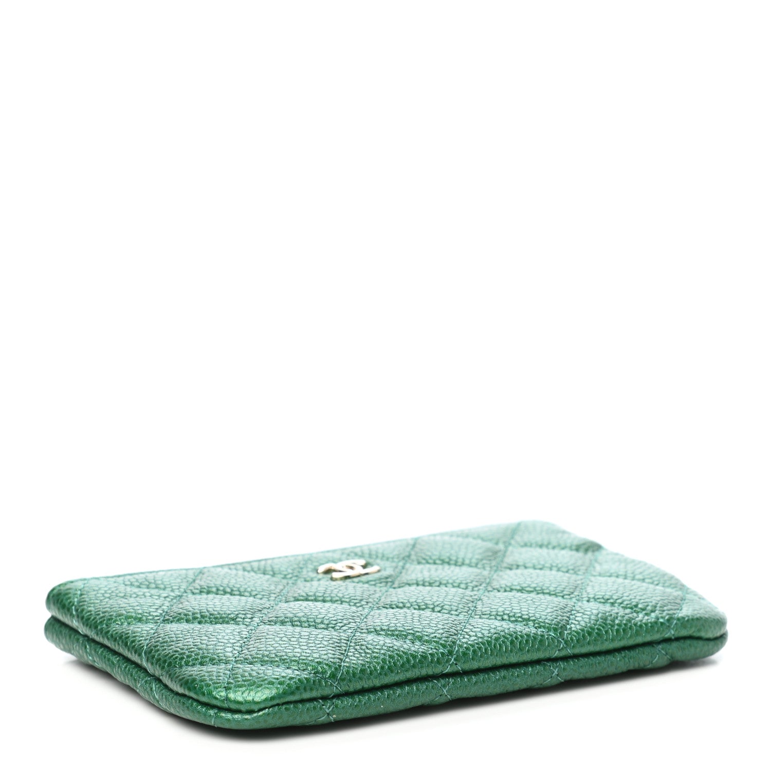 Chanel Metallic Caviar Quilted Small Cosmetic Case Green 4 of 8