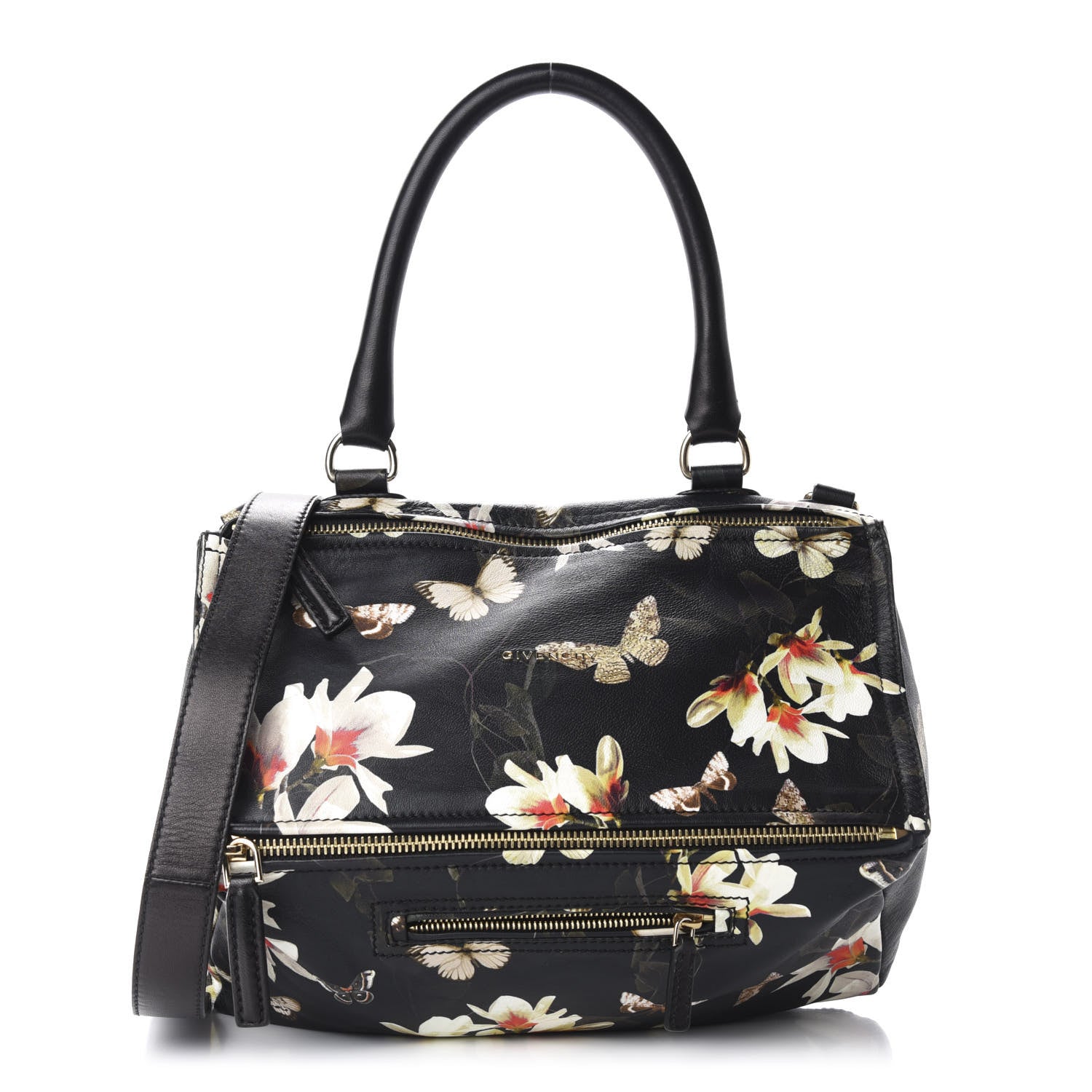 Givenchy Lambskin Magnolia Print Medium Pandora Black 1 of 12
