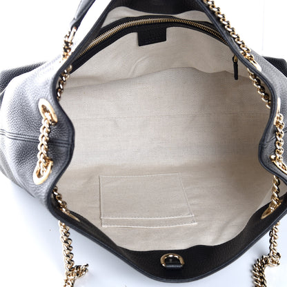 Gucci Pebbled Calfskin Medium Soho Chain Shoulder Bag Black 5 of 7