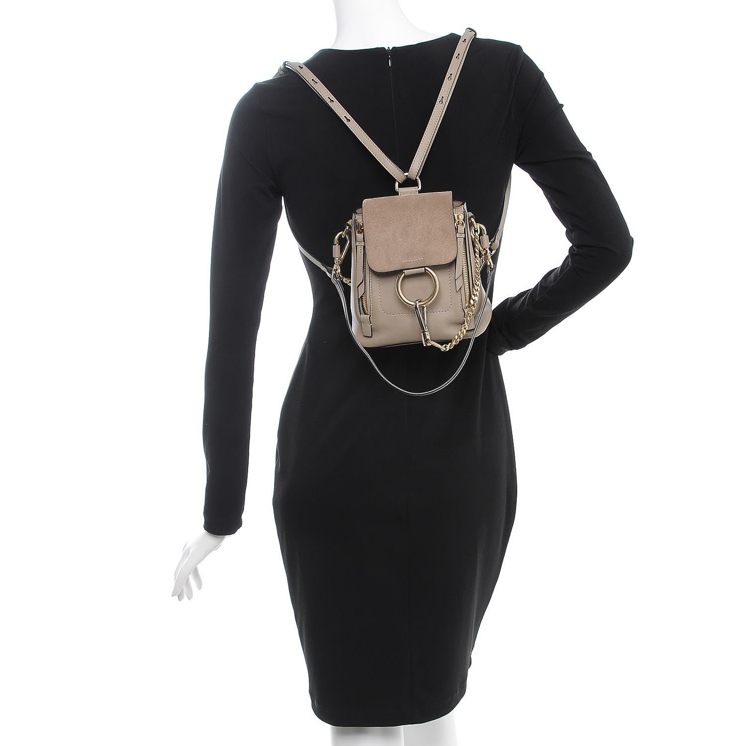 Chloe Suede Calfskin Mini Faye Backpack Motty Grey 2 of 9