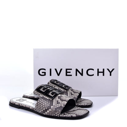 Givenchy Calfskin Python Print 4G Flat Sandals 38 Stone Grey 11 of 11
