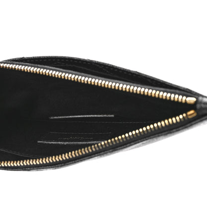 Saint Laurent Grain De Poudre Chevron Monogram Bill Pouch Black 5 of 8