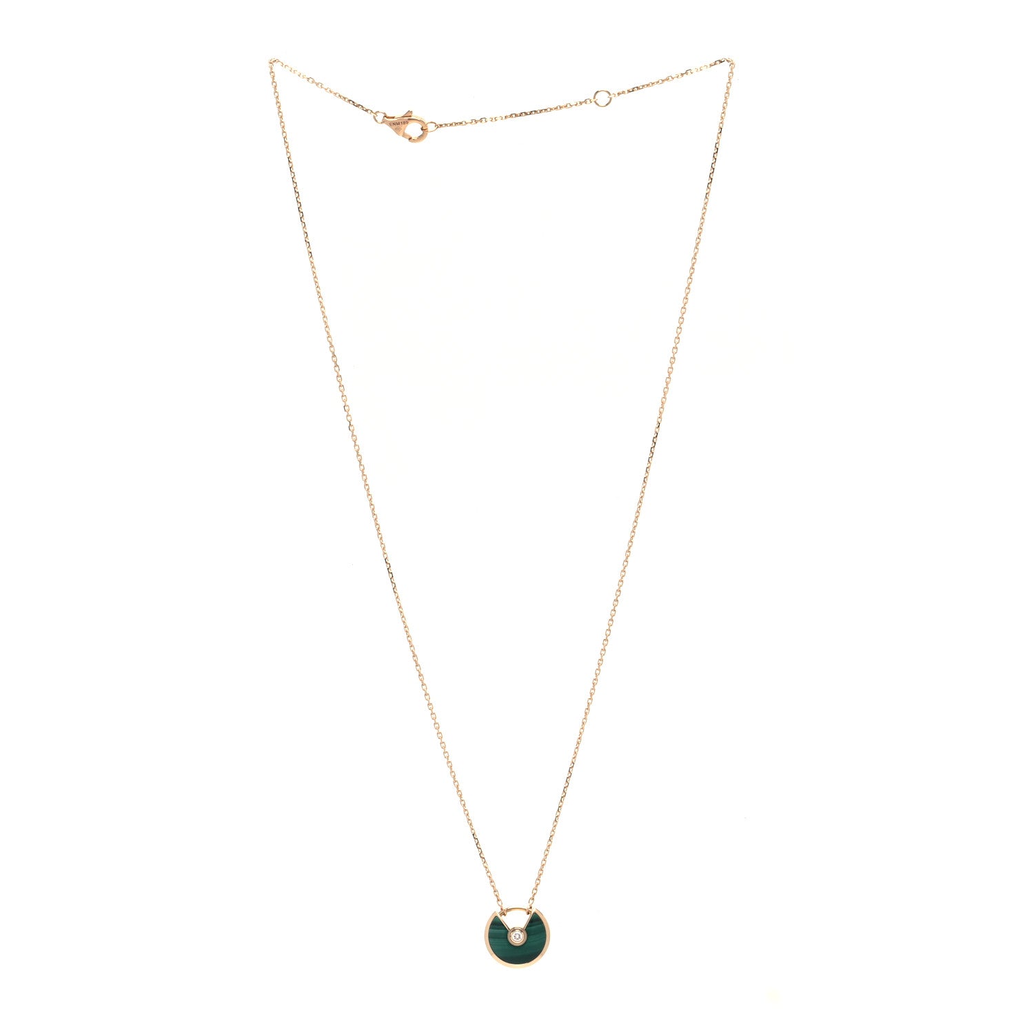 Cartier 18K Yellow Gold Diamond Malachite XS Amulette de Cartier Pendant Necklace 3 of 6
