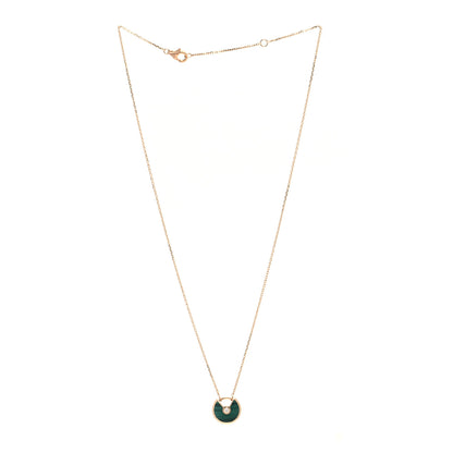 Cartier 18K Yellow Gold Diamond Malachite XS Amulette de Cartier Pendant Necklace 3 of 6