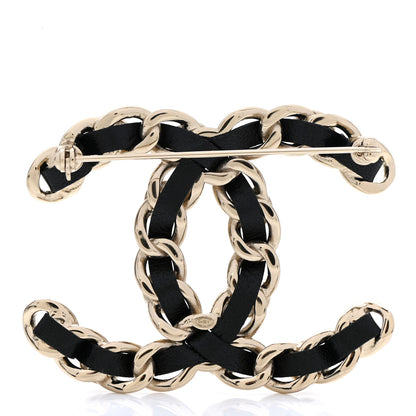 Chanel Lambskin Pearl Chain CC Brooch Gold Black 3 of 5