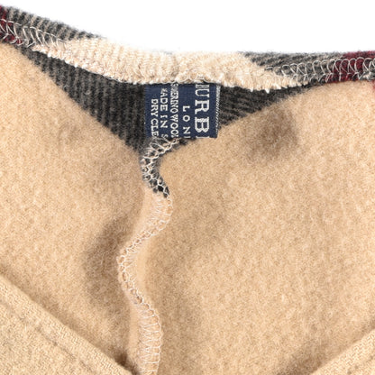 Burberry Merino Wool Cashmere Fringe Giant Check Poncho Beige 3 of 3