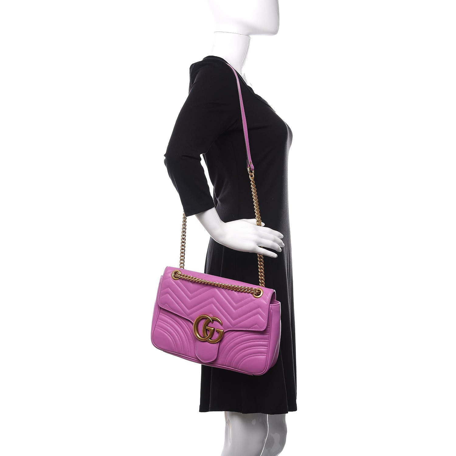 Gucci Calfskin Matelasse Medium GG Marmont Shoulder Bag Candy Mousse 2 of 13