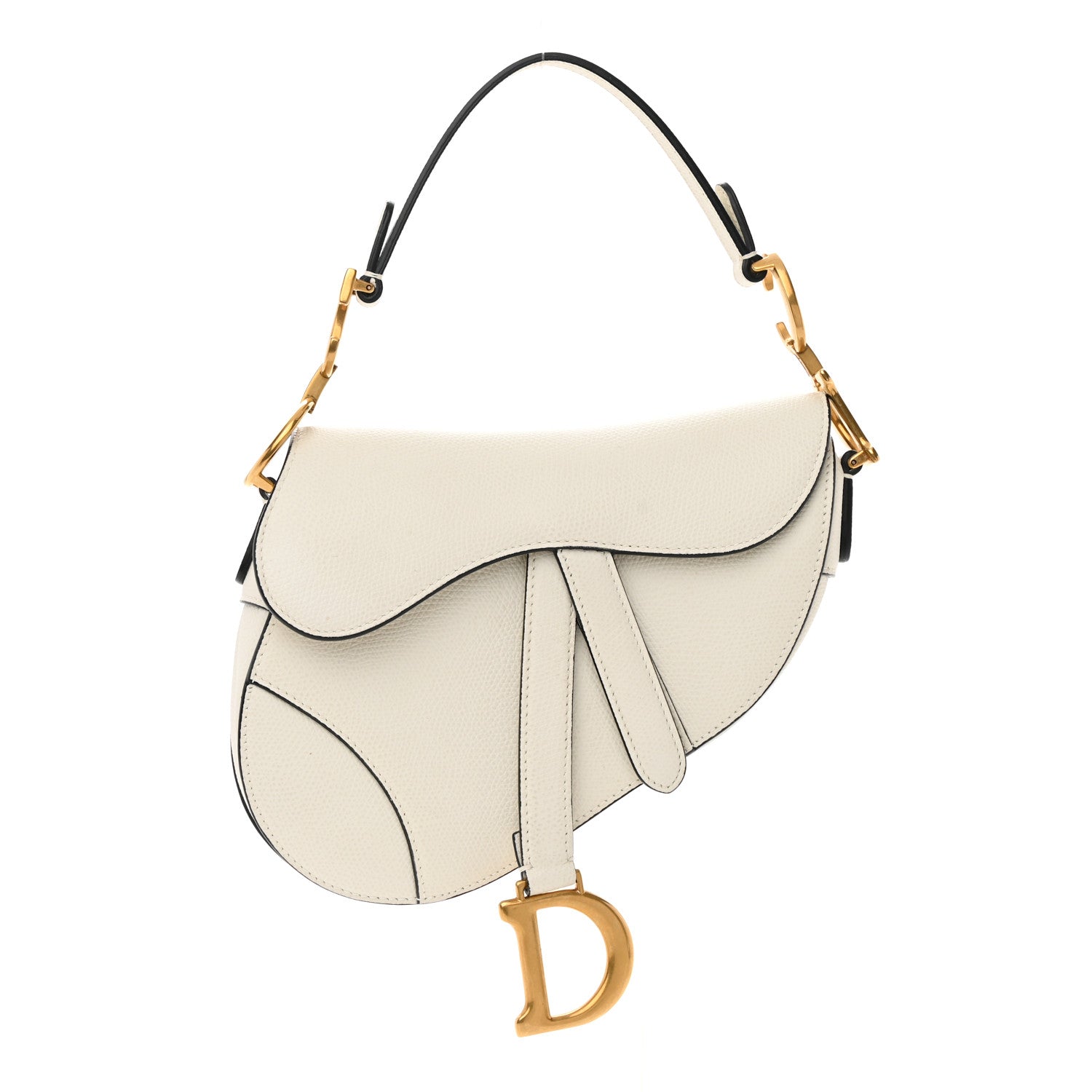 Christian Dior Grained Calfskin Mini Saddle Bag White 1 of 15