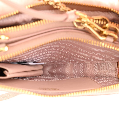 Prada Saffiano Shearling Triangle Mini Pouch Orchid Pink 6 of 12