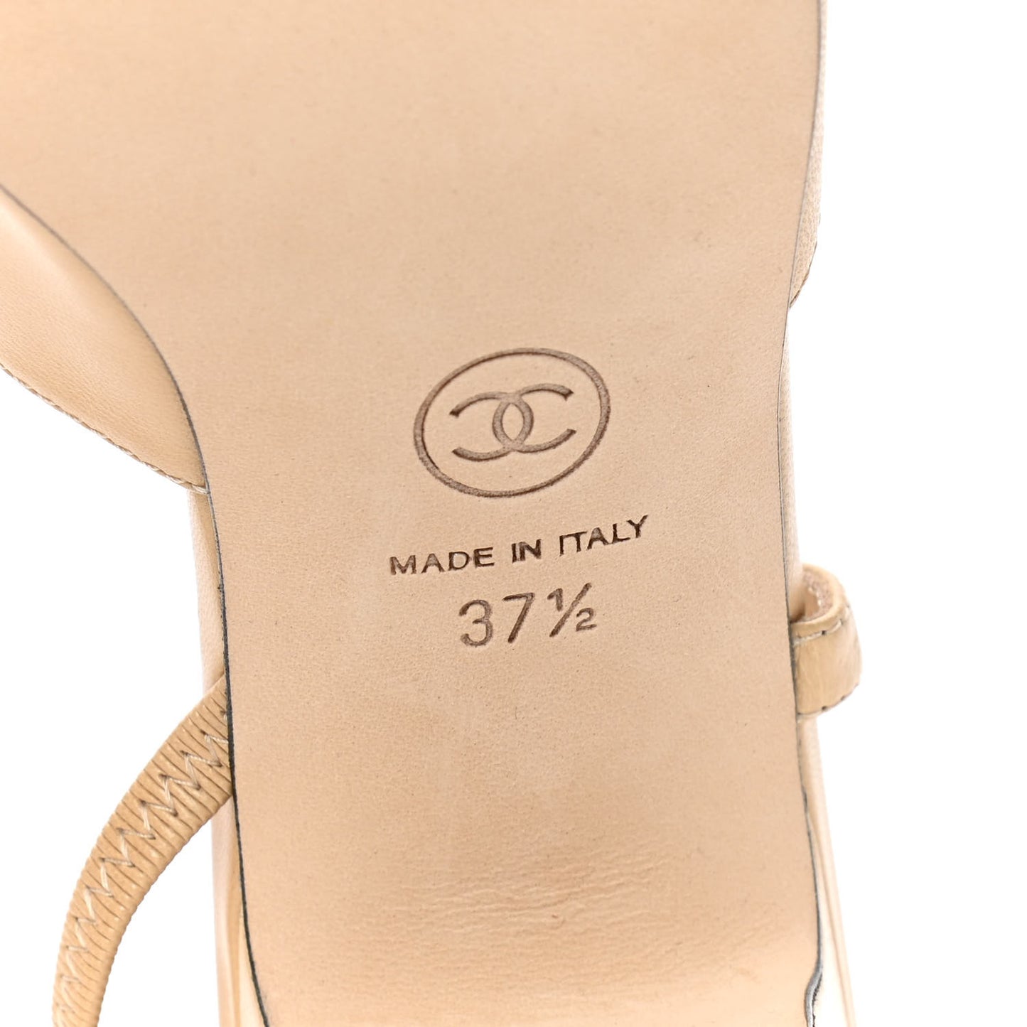 Goatskin Grosgrain Cap Toe CC Slingback Pumps 37.5 Beige Black