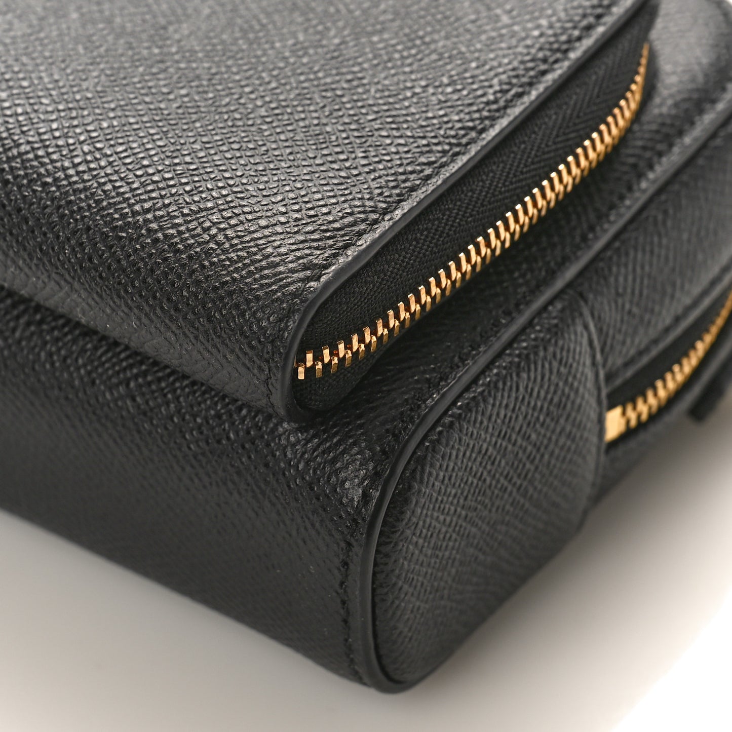 Grained Calfskin Caro Double Pouch Black