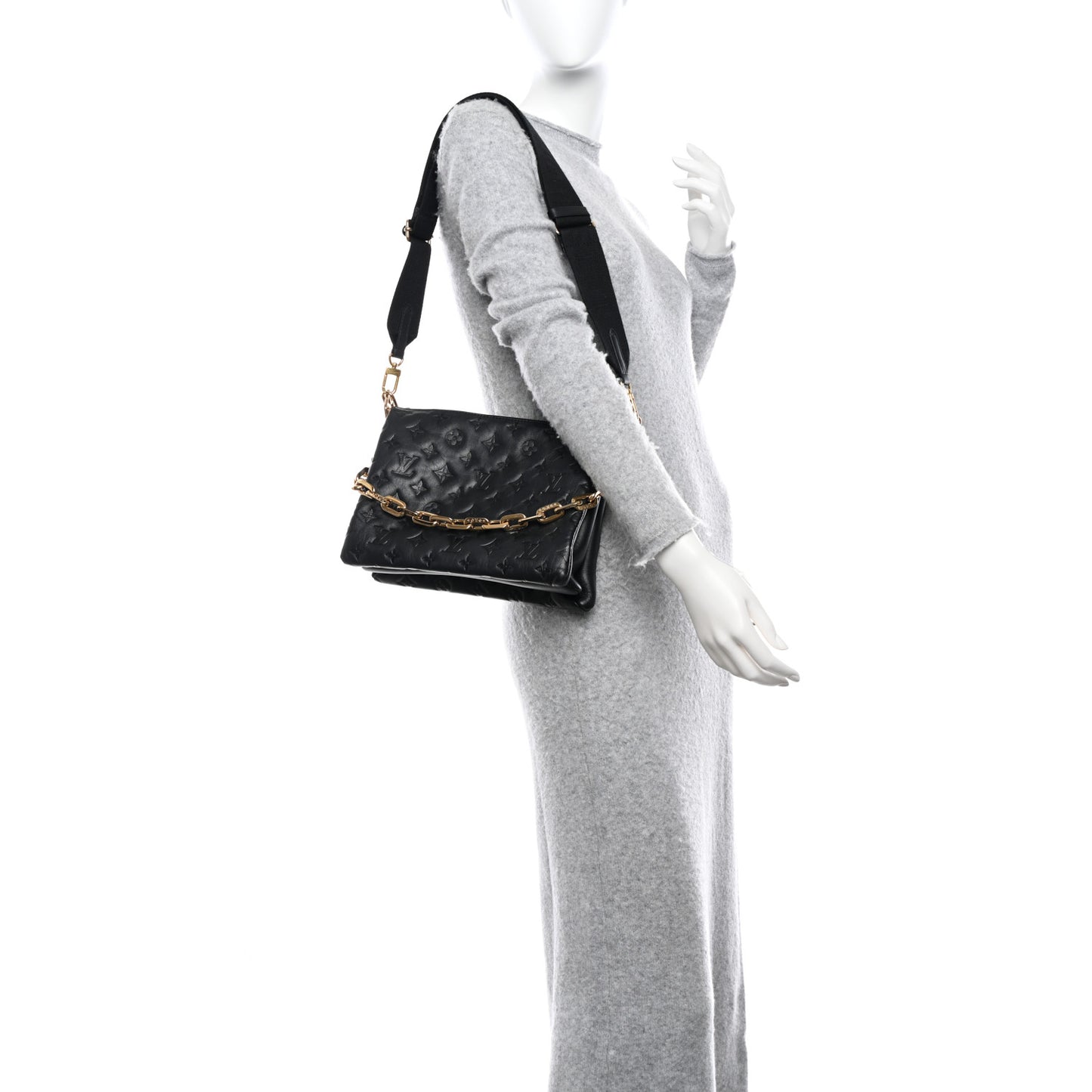 Lambskin Embossed Monogram Coussin PM Black