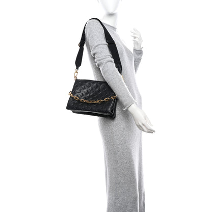 Louis Vuitton Lambskin Embossed Monogram Coussin PM Black 2 of 13