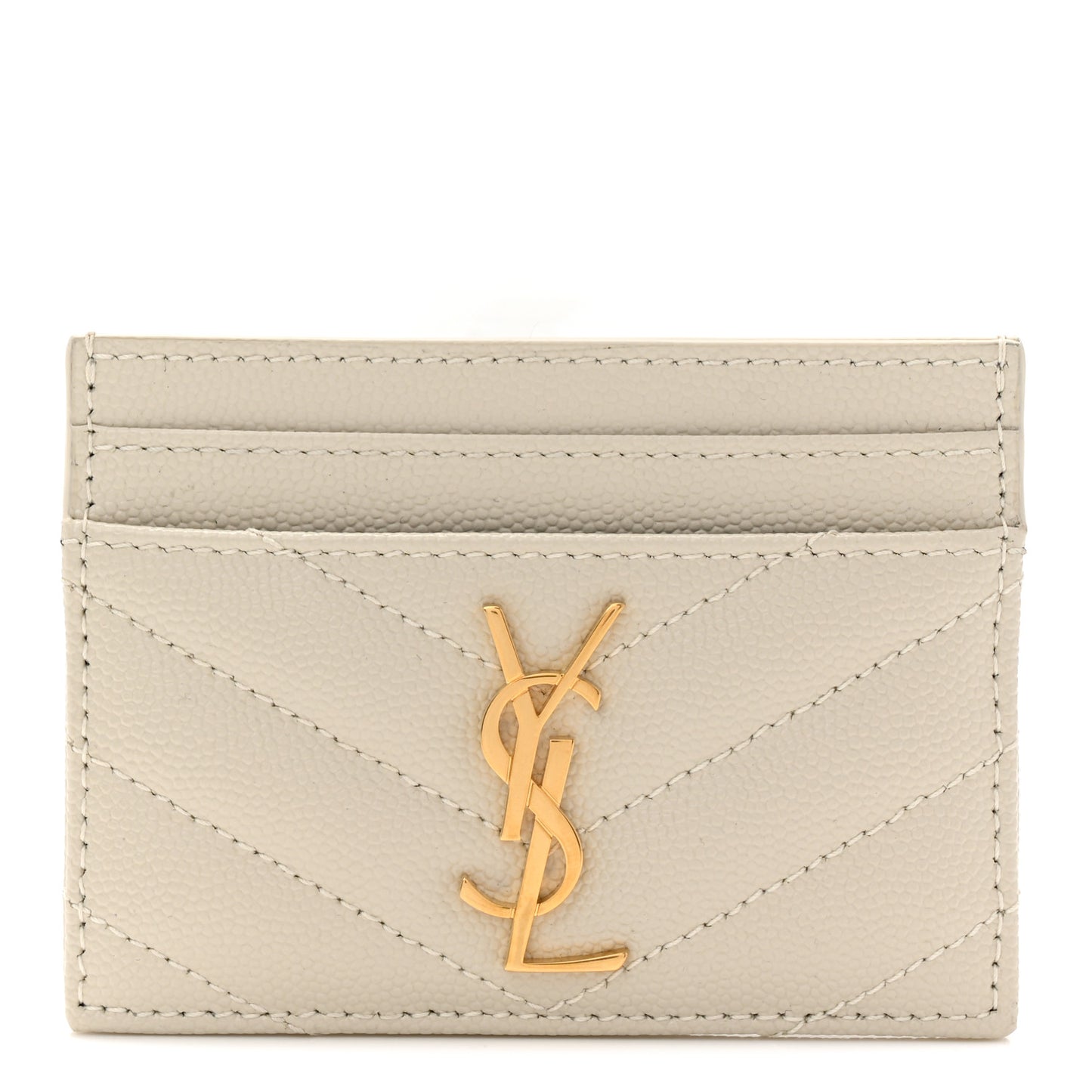 Grain De Poudre Matelasse Chevron Monogram Credit Card Case Crema Soft